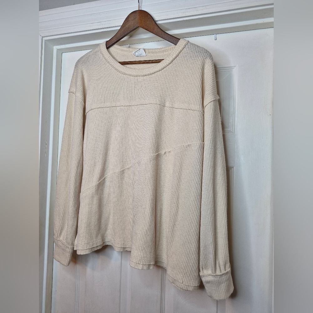 ANDRÉE BY UNIT Cream Ribbed Sweater Top Size Large